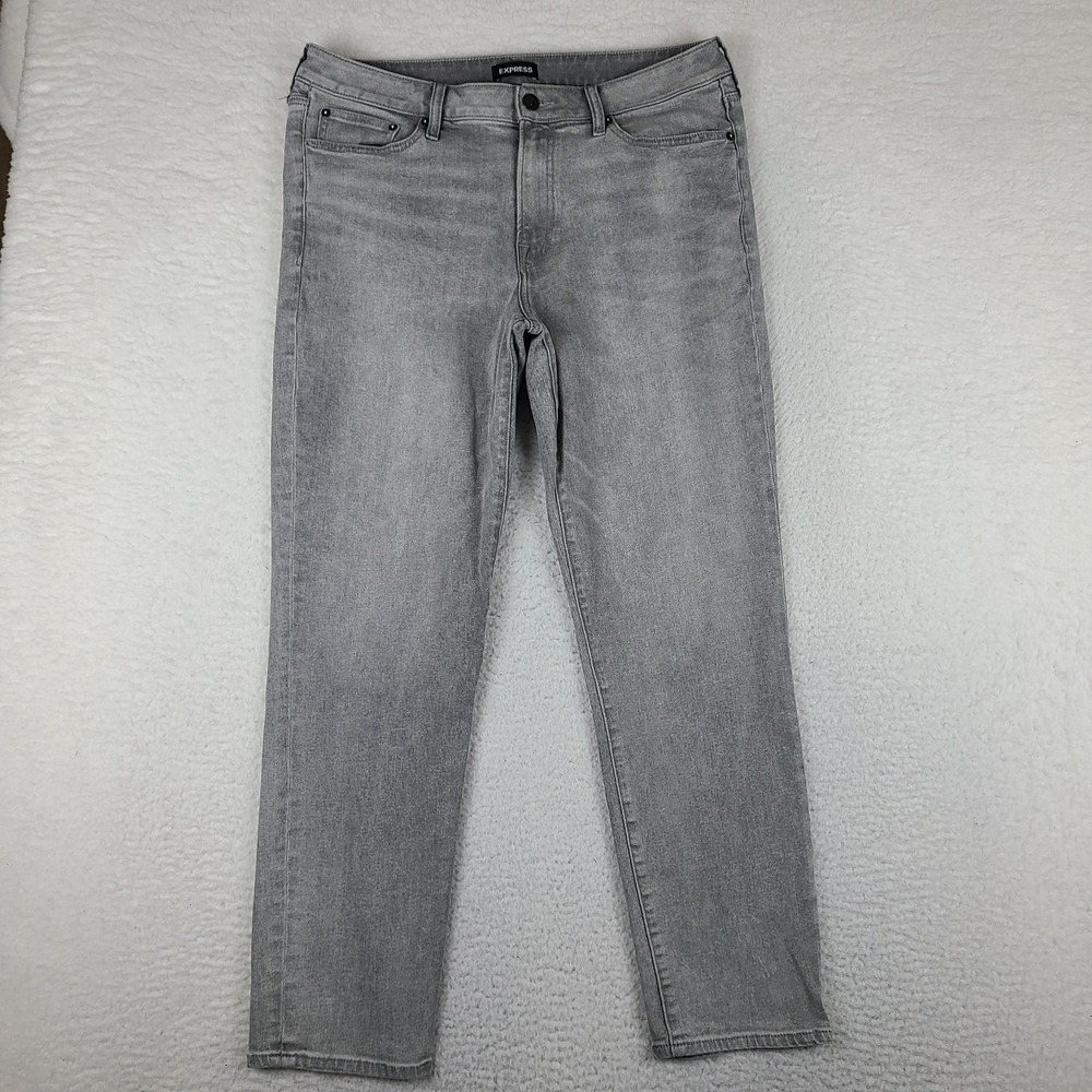 EXPRESS Jeans Mens 34x32 Gray Wash Slim Straight Conscious Edit Denim
